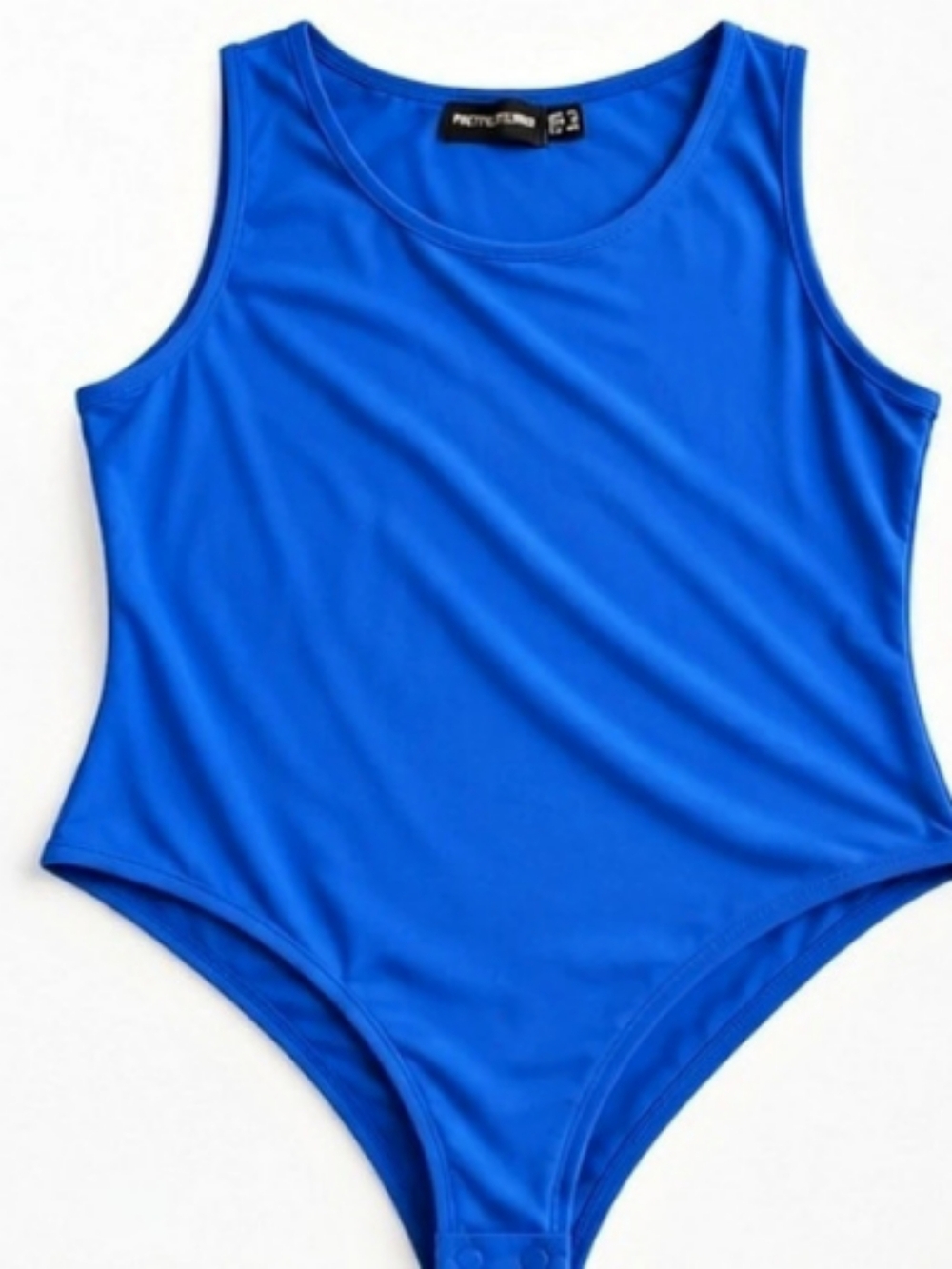 PrettyLittleThing Scoop Neck Sleeveless Bodysuit Blue Size Medium